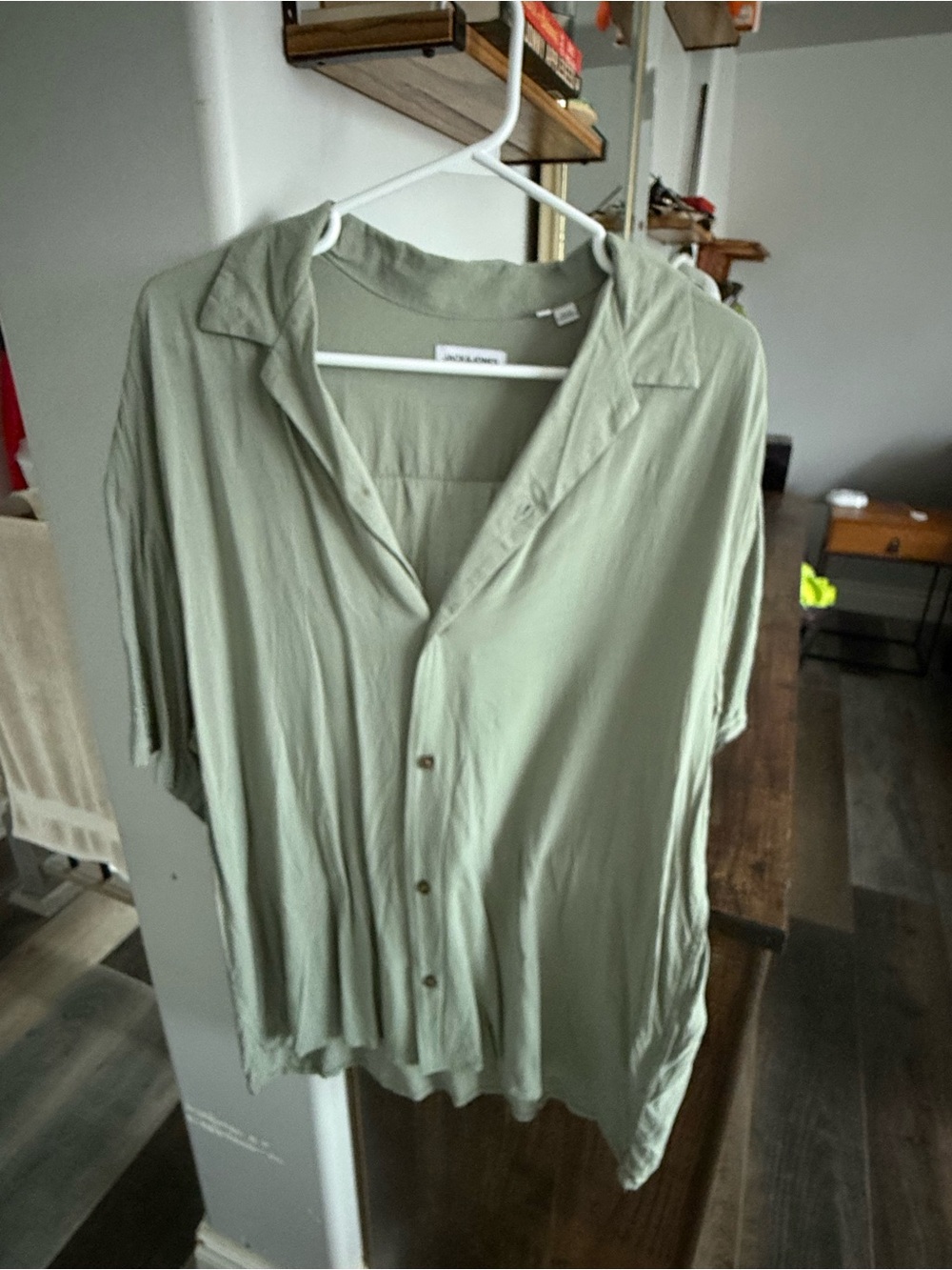 Jack & Jones Sage Green Short Sleeve Button-Down Shirt